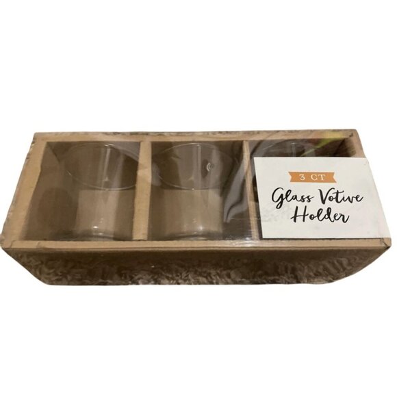 3 Ct Glass Votive Holder Set Clear Glass With Kraft Box Home Décor - Picture 2 of 6